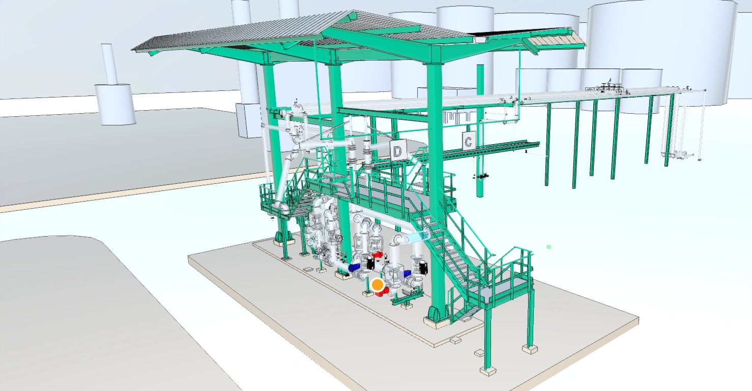 Modelo BIM de la estación de bombeo en el entorno común de datos