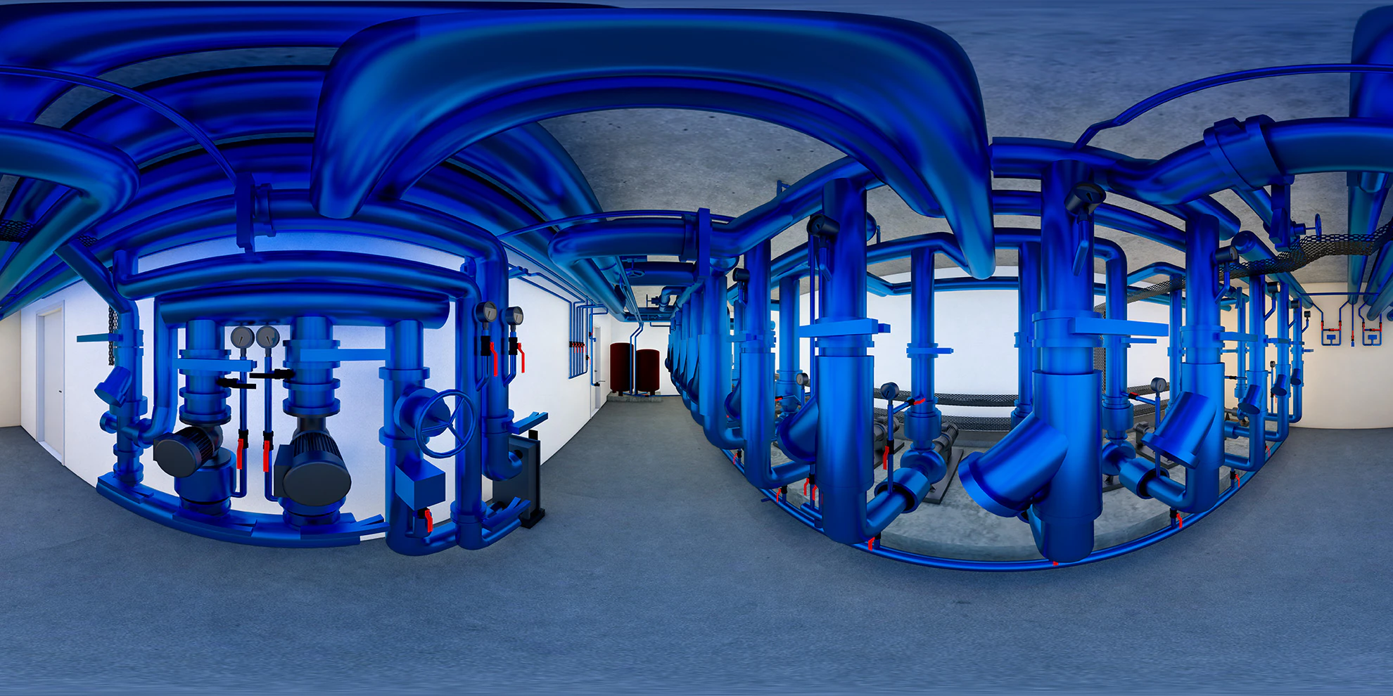 Panorámica equirectangular de 360° del interior del equipamiento cultural modelado en BIM