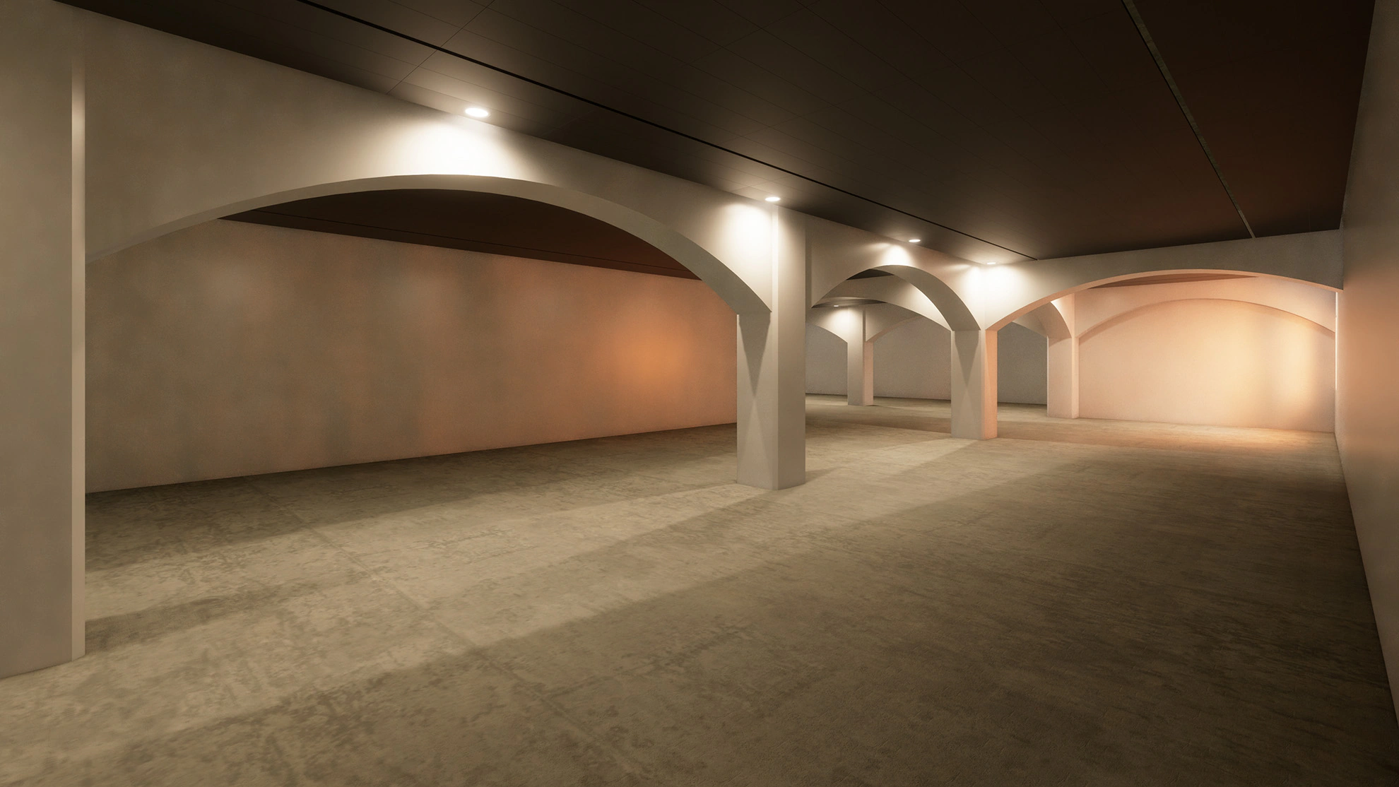 Sala de exposiciones del equipamiento cultural modelada en BIM