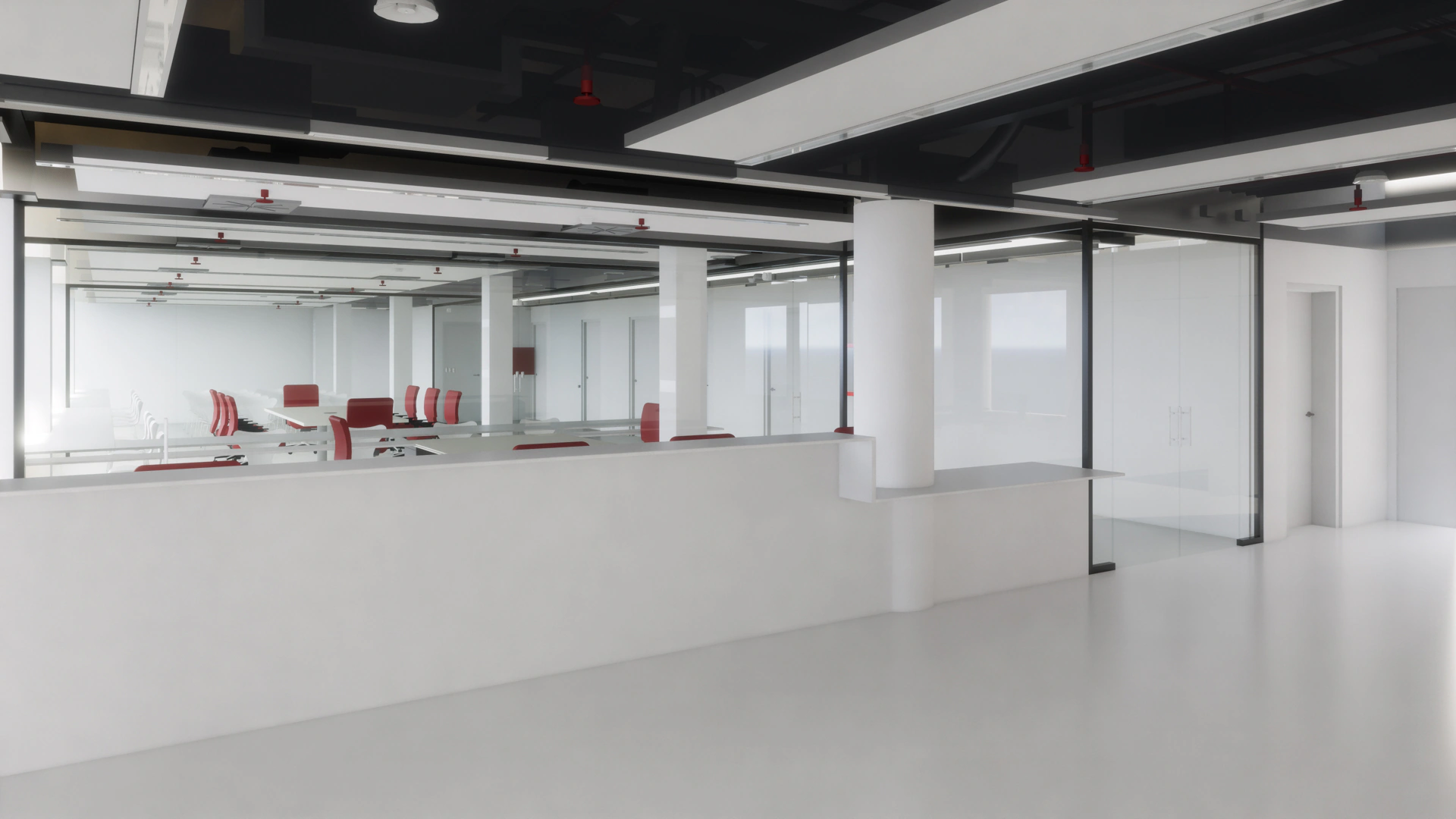 Otra vista interior del área materno-infantil sobre el modelo BIM