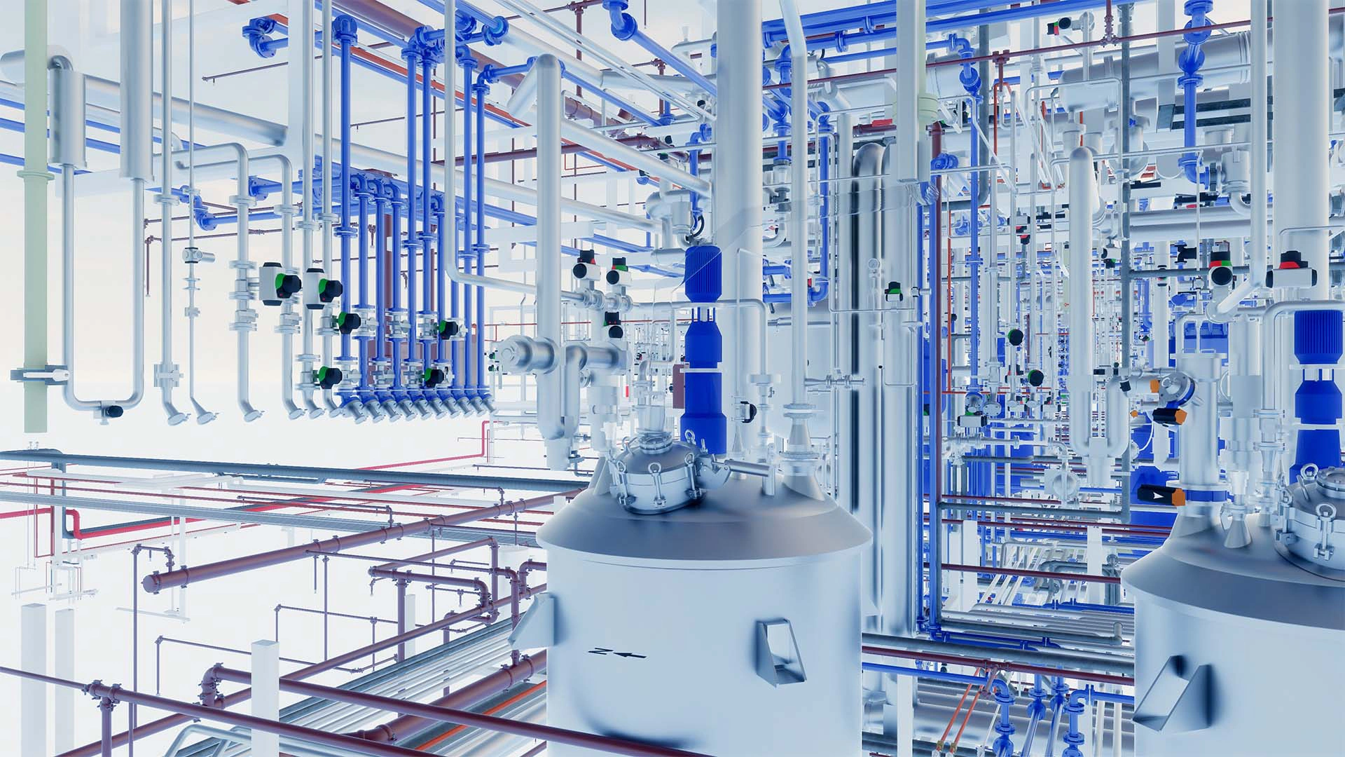Modelo BIM de la planta farmacéutica con las instalaciones montadas