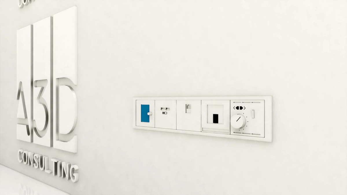 Render de objetos BIM paramétricos de mecanismos eléctricos modelados para el catálogo del fabricante